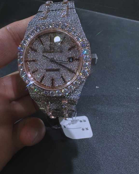 Moissanite Diamond Watch Iced Out Watches, Luxury Fully Automatic VVV Moissanite Diamond Iced Out, Moissanite Watch