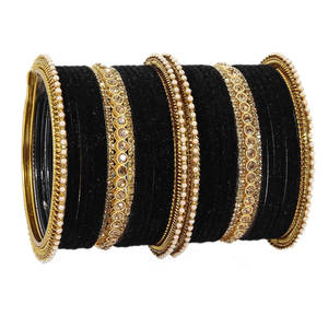 Latest Fashionable Custom Design Round Shape Velvet Bangles Hot Selling Wedding Churiya for Women and <b>Girls</b> - Product Image 1