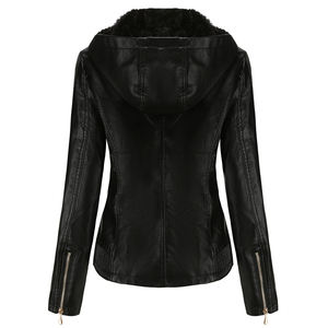 Veste vintage unisexe en cuir PU imprimée de mouton à capuche détachable grande taille décontractée d'hiver vêtements d'extérieur d'automne imperméable et respirant - Product Image 3