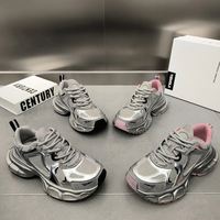 Chaussures décontractées pour femmes, style campus, plateforme confortable, argentées, élégantes, de haute qualité, personnalisables avec logo
