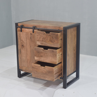 Nouveauté 2025 : Buffet de style industriel vintage, finition rustique légère, en bois de manguier et fer, armoire durable à hauteur réglable