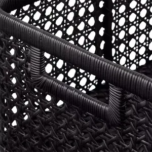 Cestas de almacenamiento de ratán de color negro y natural con asas, uso de cesta multifunción para oficina de hotel en casa NUEVO PRODUCTO - Product Image 3