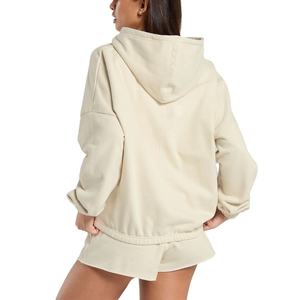 Unisex Autumn Solid Crop <b>Top</b> Hoodie & <b>Short</b> Jogger <b>Set</b> 100% Cotton Fleece Casual Custom One <b>Set</b> - Product Image 3