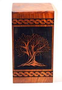Handcrafted Engraved Rosewood Urn BoxTree of Life Design Personalized Cremation <b>Keepsake</b> - Product Image 3