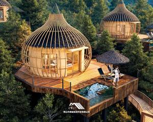 Cage à oiseaux de luxe personnalisée, grande maison d'arbre artificielle, structure en acier préfabriquée imperméable pour hôtels, villas, style victorien - Product Image 2