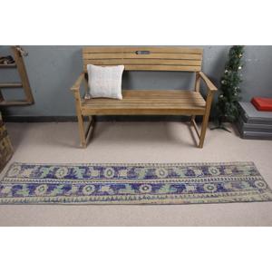 Alfombra de 1.5x7.5 pies, Alfombra Turca Vintage, Alfombra Azul Verde Estilo Suroeste - Product Image 3