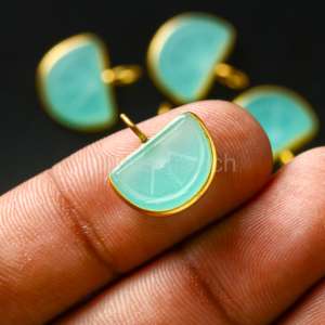 Colgante de Calcedonia Azul Cielo Tallado en Forma de Fruta Naranja, Plata de Ley, Oro Vermeil, Joyería de Cristal Curativo, Piedra Preciosa de Calcedonia - Product Image 2