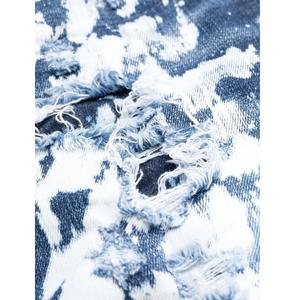 Los últimos pantalones vaqueros ajustados de cintura media para hombre de estilo callejero, pintura salpicada, bigotes rasgados desgastados, decoración de logotipo, diseño recto - Product Image 2