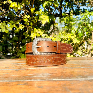 Personnalisable de haute qualité peau de vache Vintage Western robuste en cuir de buffle véritable ceinture affaires décontracté mode fer laiton fil - Product Image 1
