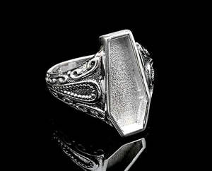 Base de Anillo Vintage en Forma de Ataúd de Plata de Ley 925 para Resina, Cenizas, Leche Materna, Recuerdo, Joyería Conmemorativa DIY - Product Image 2