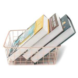 Cesta de almacenamiento de regalo de metal rectangular de Venta caliente Cesta de regalo de metal de color dorado de diseño fantástico de la India - Product Image 2