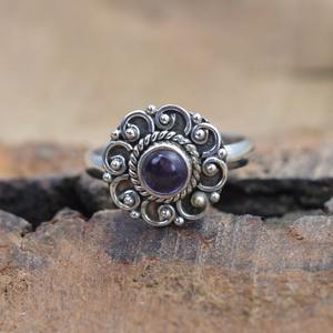 Anillo Clásico de Plata de Ley 925 para Mujer, Anillo Hecho a Mano con Piedra Preciosa de Amatista, Estilo Bohemio, Regalo para Mamá - Product Image 3