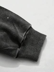 Sweat à capuche unisexe personnalisé pour l'automne avec logo avant orné de strass, style streetwear, délavage acide, 100% coton molletonné 2025 - Product Image 5