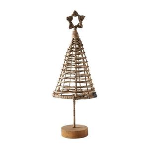 Arbre de pin décoratif avec étoile à la pointe rotin tissé à la main en fibre naturelle décor de petit arbre de noël vente en gros - Product Image 1