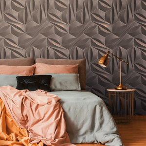 Murales de papel tapiz de foto hechos en Alemania, mural de pared de vinilo no tejido de bronce gris 3D, gráfico de gran formato para hotel-1,59x2,80 M - Product Image 1