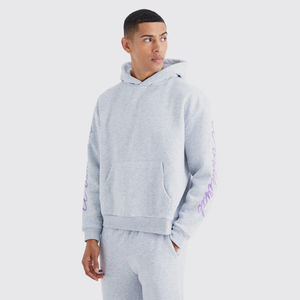Vente en gros 100% coton Ensemble de survêtements de jogging pour hommes Logo personnalisé en détresse grande taille Pull à capuche Imprimé Applique Broderie - Product Image 2