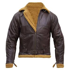 Veste bomber en cuir véritable pour homme en peau de mouton véritable Col montant décontracté Veste en cuir véritable Bouton XS Denim teint Lavé pour l'hiver - Product Image 1