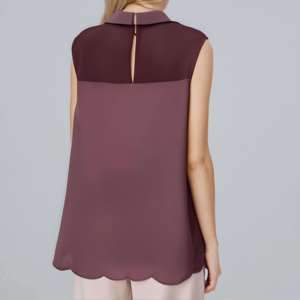 Camiseta sin mangas malva ligera para mujer, blusa sin mangas de verano con bordado y detalle de dobladillo festoneado, logotipo transpirable en la parte delantera - Product Image 2