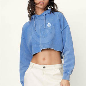 2032 nouveau Style OEM ODM décontracté Logo personnalisé impression haut court à capuche haute qualité sweats femmes haut court à capuche - Product Image 5