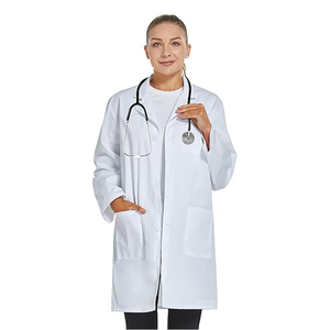 Blouse de laboratoire à boutons pour femmes, LOGO personnalisé, uniformes hospitaliers professionnels unisexes en coton et polyester, blouse de laboratoire blanche pour médecins - Product Image 4