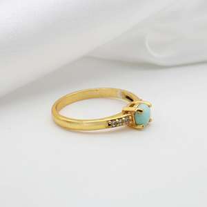 18k <b>Gold</b> Plated Larimar Zircon <b>Ring</b> Brass Solitaire Dainty Vintage Wholesale <b>Ring</b> For Women - Product Image 6