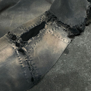 Sudaderas con capucha rasgadas de algodón 100% con lavado ácido personalizado para hombre, ropa de invierno, tela de lana, ropa superior transpirable - Product Image 6