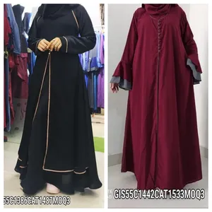 Günstige schöne einfache einfache Abaya Maxi kleid Frauen Abaya Hijab enthalten muslimisches Kleid Langarm lange Schals