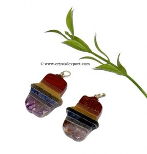 Colgante Plano de Cuarzo Ahumado con Incrustaciones de Piedras Preciosas, Forma Rectangular, Joyería con Temática Reiki - Product Image 4