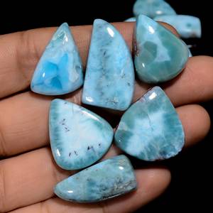 Lot de pierres précieuses Larimar 100% naturelles de haute qualité de qualité supérieure Lot de 10 pièces Forme mixte Larimar Cabochon Pectolite Pierre Lot Larimar Lo - Product Image 1