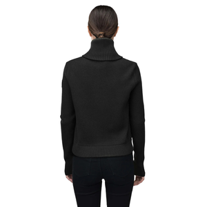 Veste d'hiver moderne à manches extensibles à col montant avec fermeture éclair intégrale sur le devant en mélange de polyester/laine écologique en tricot hybride noir - Product Image 2