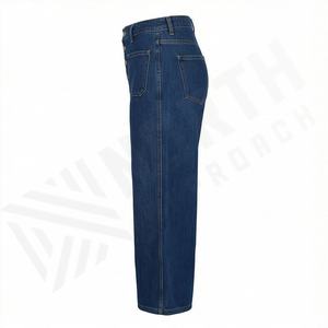 Pantalones Vaqueros Holgados con Botones Personalizados para Mujer, Cintura Alta, Elásticos, Pierna Recta, Bolsillos, Estilo Casual, Color Sólido, Verano, Ropa Premium - Product Image 3