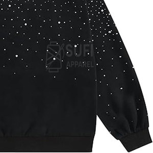 Sweat-shirt décontracté pour femme à capuche, en tricot 100% coton, orné de strass scintillants, idéal pour l'hiver, respectueux de l'environnement - Product Image 6