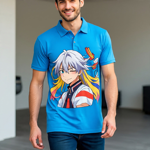 เสื้อโปโลพิมพ์ลายอะนิเมะสำหรับผู้ชายเสื้อโปโลเล่นกอล์ฟโพลีเอสเตอร์100% แบบซับลิเมชันสำหรับฤดูร้อน - Product Image 6