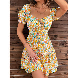Vestido Casual con Estampado Floral, Manga Corta, Mini, Ajustado, Vestido de Mujer, Romántico Francés, Sexy, Ropa de Mujer, Último Diseño 2026 Verano - Product Image 6