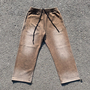 Custom Vintage Washed Casual Fleece Sweatpants High Quality Manufactured Polyester/Cotton Terry Men's Loose Straight Baggy - Product Image 3