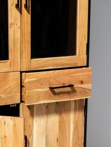 Vitrina Premium moderna hecha a mano de madera maciza de acacia de gran capacidad, muebles naturales para el hogar para puertas de vidrio de sala de estar - Product Image 2