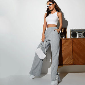 Pantalones de chándal holgados Logotipo personalizado Algodón Cordón Pantalones acampanados de Corte Lateral Pantalones de chándal para mujer - Product Image 5