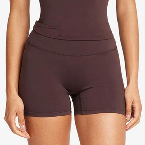 <b>Women's</b> Custom Logo Solid High Waist Yoga Shorts Set for Workout Fitness Gym Quick Dry Breathable - Product Image 5