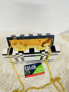 สายโซ่โลหะสีทองแนววินเทจมีซิปกระเป๋าคลัทช์ลายประจำชาติดีไซน์หินอ่อนสำหรับสาวฤดูใบไม้ผลิ falak - Product Image 2