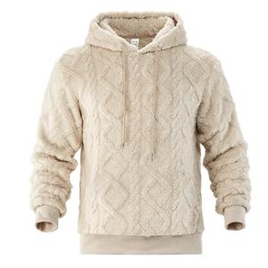 Otoño e Invierno ocio hombres 100% algodón Jacquard pulóver chaqueta tendencia de calle alta con deportes con capucha de terciopelo de doble cara - Product Image 2