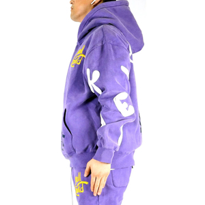 Sweat à capuche pour homme en coton mélangé, poids lourd, imprimé en relief, respirant, coupe classique, avec poche, fabriqué en usine - Product Image 2