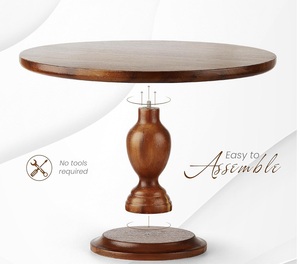 Soporte de pastel de acacia de 13 "Soporte de pastel rústico de madera con 2 espátulas de glaseado-Pedestal de pastel de boda y cumpleaños para mesa de postres - Product Image 2