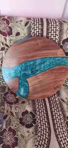 Modern Custom <b>Epoxy</b> <b>Resin</b> <b>Table</b> <b>Top</b> with Wood Slab Best Price Dining Room Furniture From India - Product Image 3