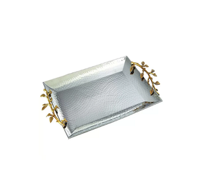 Plateau en aluminium Décoration de Noël Table à manger Plateau décoratif de service Plateau en métal Grossiste Fabricant d'ustensiles de cuisine Exportateur - Product Image 1