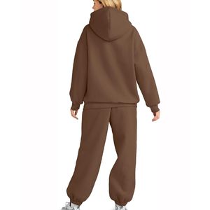 Ensemble de survêtement pour femmes, sweat-shirt et pantalon de survêtement respirant, taille plus, imprimé avec un logo personnalisé, streetwear, uni, automne, pour adultes - Product Image 2