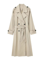 Damenmode Zweireiher Trench Belt Solid Vintage Revers Hals Langarm Weiblich Chic Lady Outfits Erhältlich in Leder