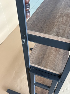 Modern Convertible <b>Foldable</b> Dining <b>Table</b> with Iron Frame Wooden Panels 5-Tier Storage Unit Durable Design for Small Kitchens - Product Image 6