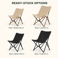 Chaise papillon pliable portable pour le camping, le pique-nique, la pêche, la plage, le jardin, les loisirs en plein air, dossier haut, 27 pouces, 32 pouces, kaki, noir