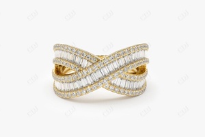 Anillos de oro sólido de 18 quilates personalizados, banda de boda trenzada con diamantes cultivados en laboratorio, corte Baguette, cóctel Micro pavé, fiestas de perlas - Product Image 2