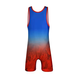Maillot de lutte unisexe OEM avec logo personnalisé imprimé par transfert thermique, 220g, 100% polyester, tissu extensible pour l'entraînement - Product Image 6